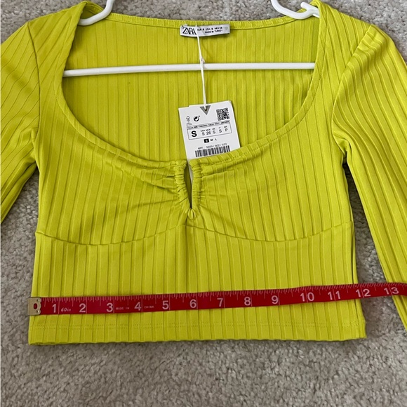 NWT Zara lime green long sleeve stretchy top size small - Picture 6 of 8